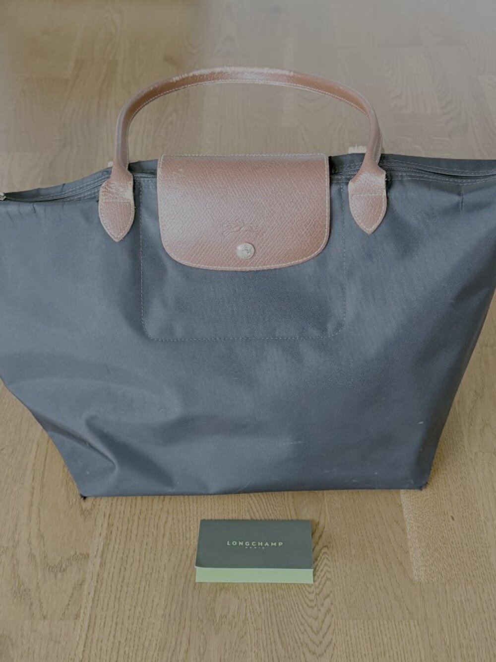 Longchamp Le Pliage Large Nylon Tote Bag - Black/Brown/Gold (Pre-Loved)